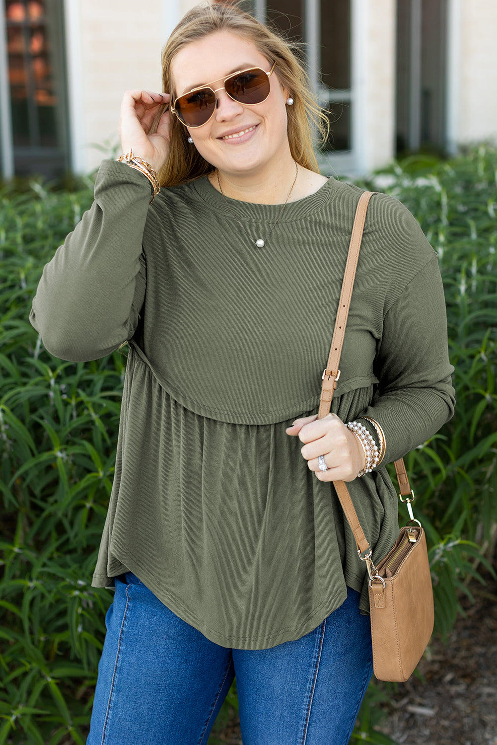Mist Green Knitted Babydoll PLUS