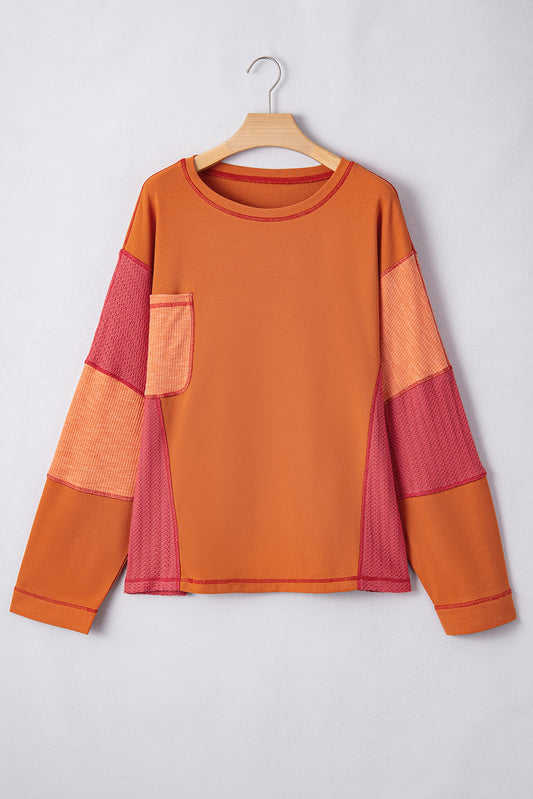Textured Color Block Patchwork Top