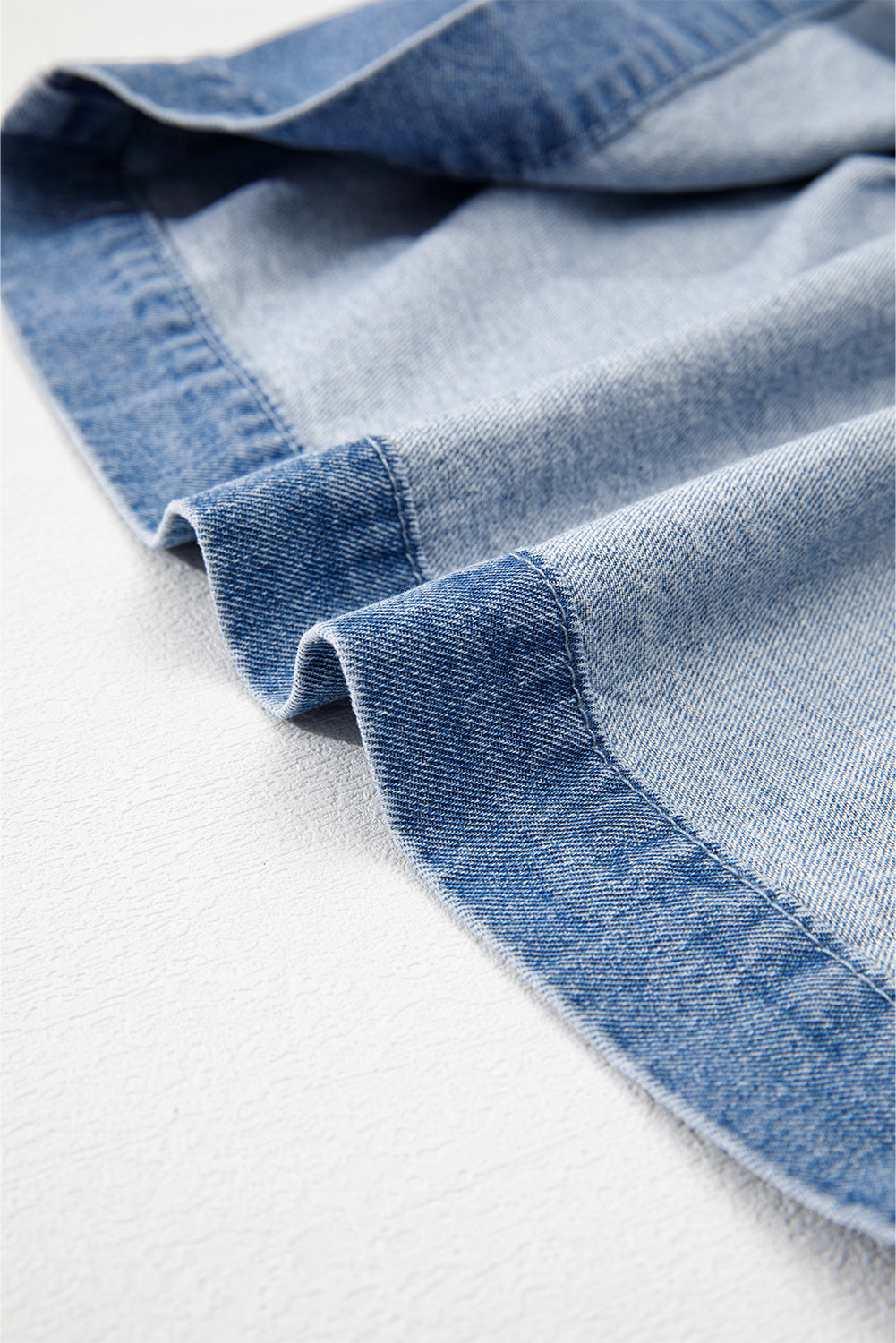 Tie Front Bubble Sleeve Denim Shirt