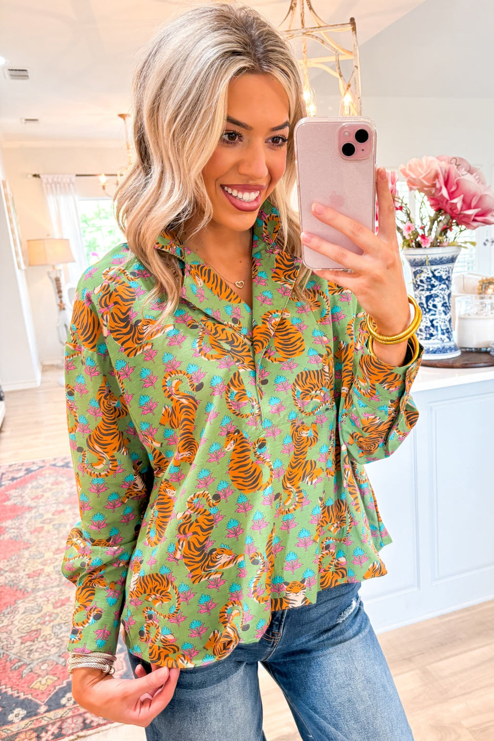 Tiger Floral Printed Shirt