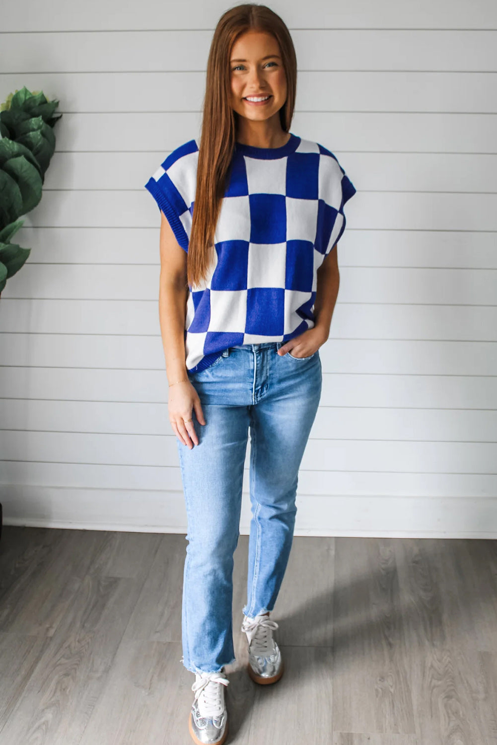 Blue Cherckered Sweater Vest