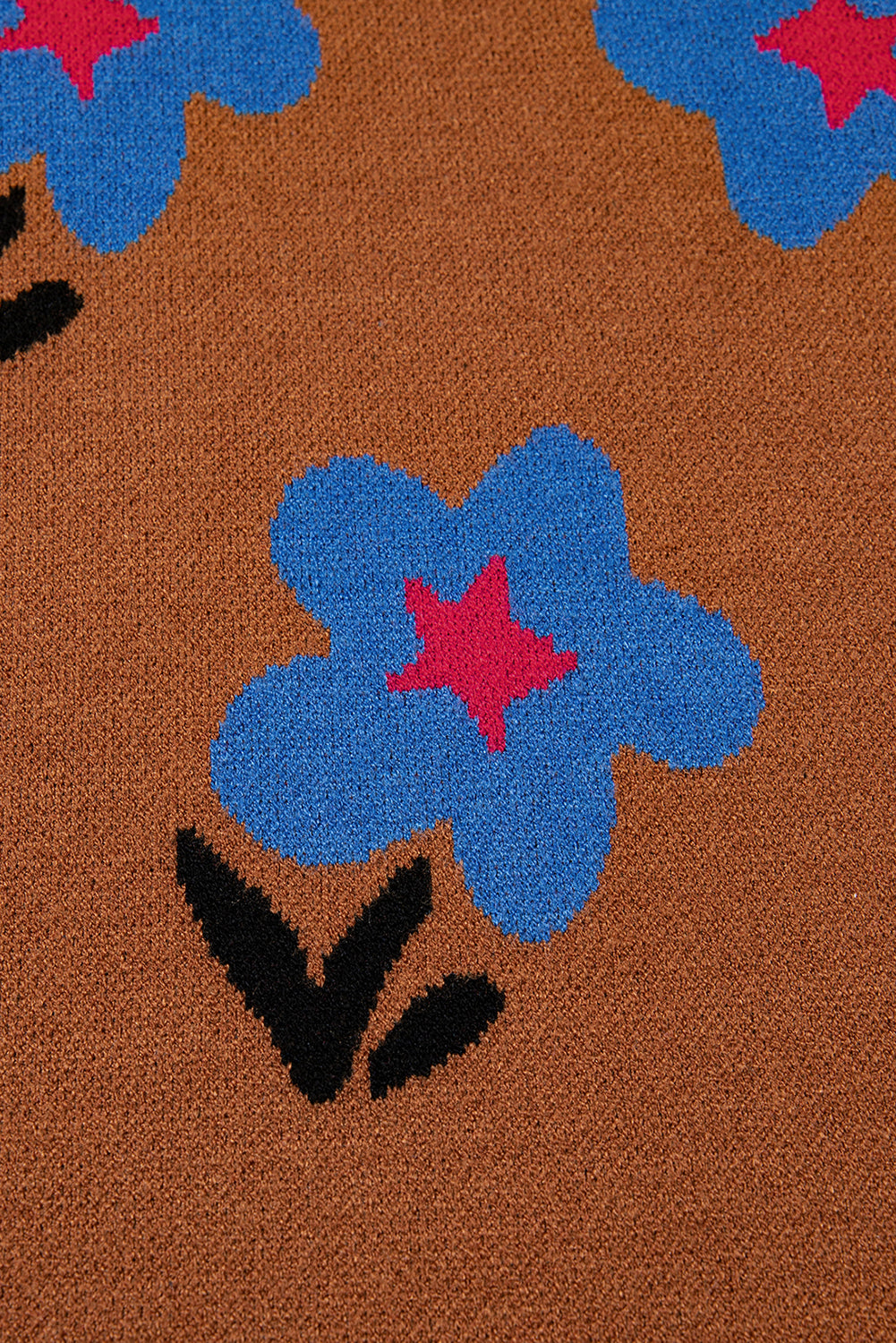 Chestnut Floral High Neck Sweater Vest