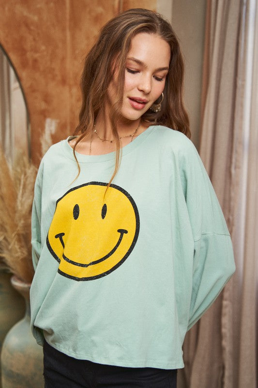 All Smiles Cropped Long Sleeve Top