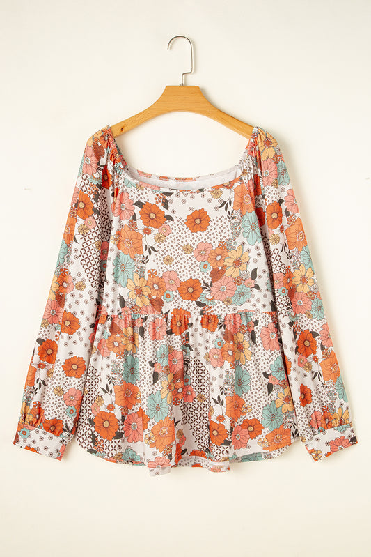 Fall Florals Peplum Blouse PLUS