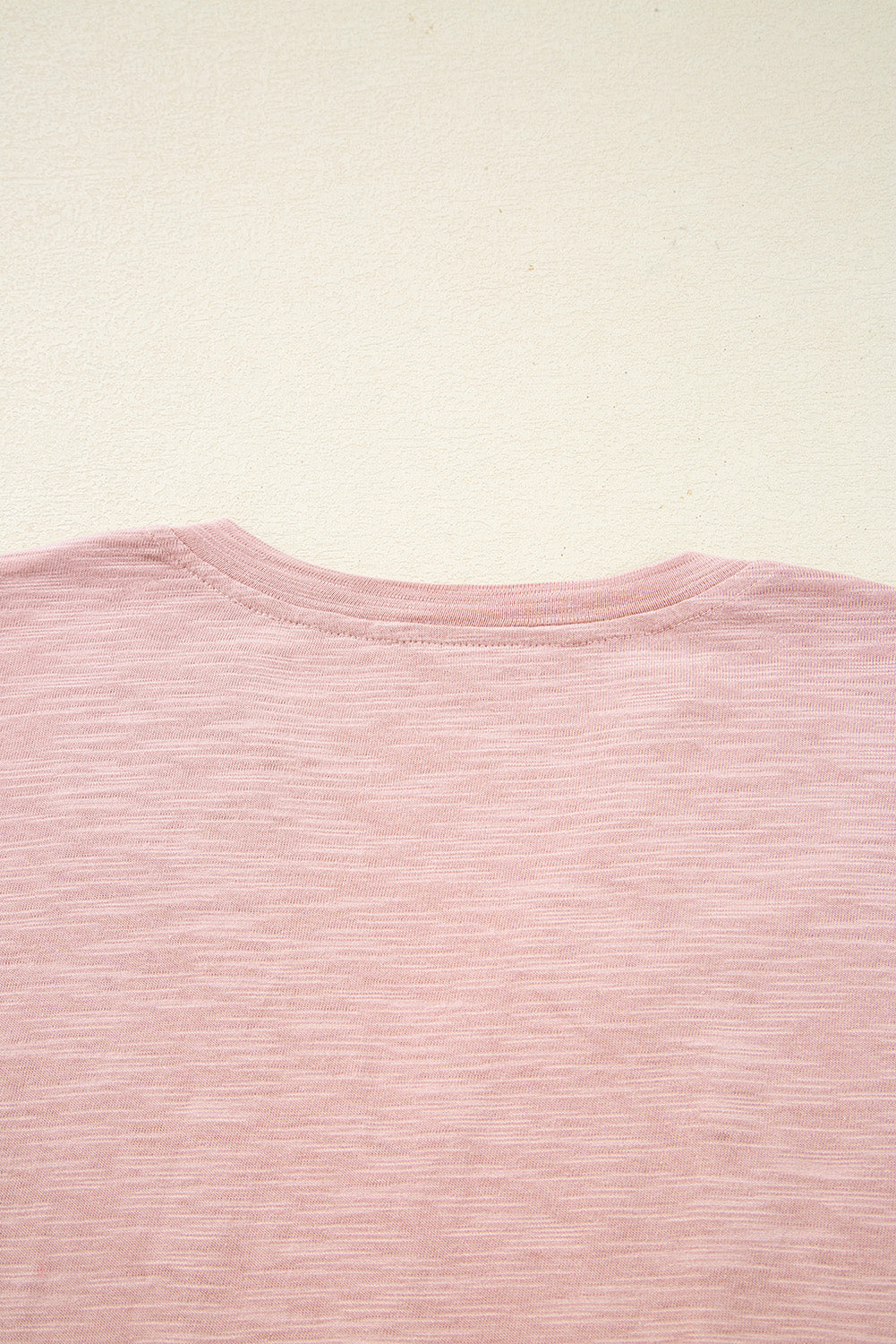 Light Pink Keyhole Notch V Neck Batwing Sleeve Blouse