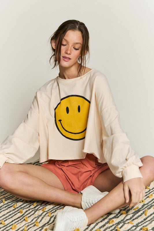 All Smiles Cropped Long Sleeve Top