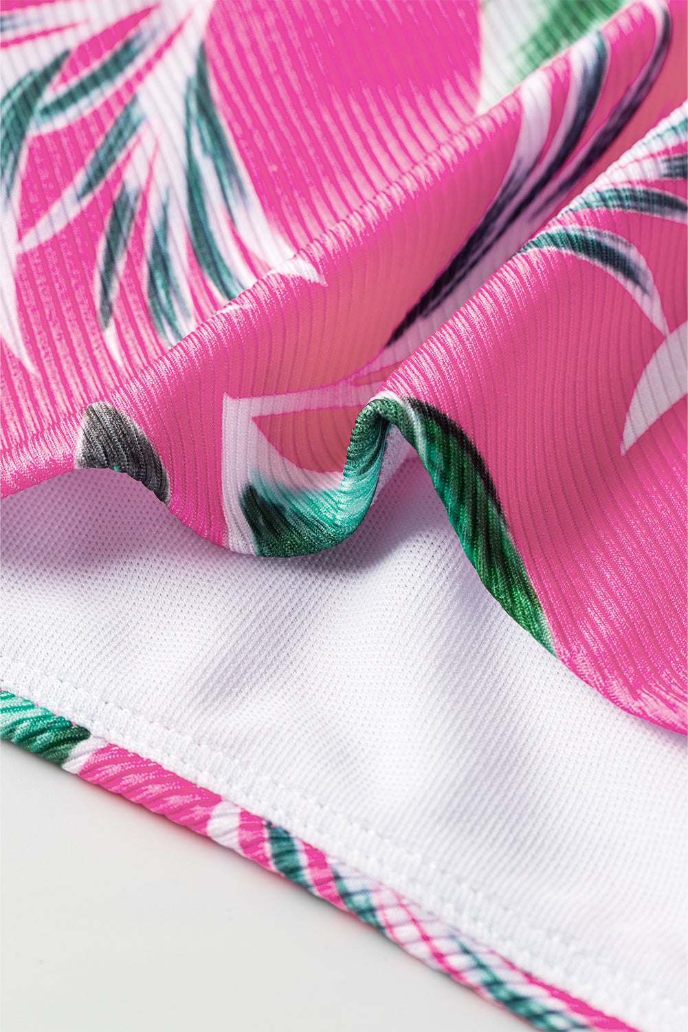 Rose Tropical Print Textured Bikini Bottoms BOTTOMS ONLY