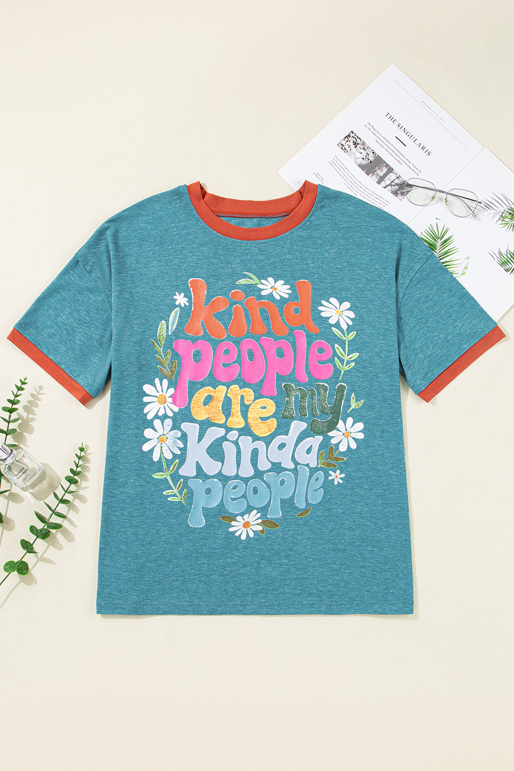 Dusk Blue Kind People are My Kind People Graphic Oversized Tee