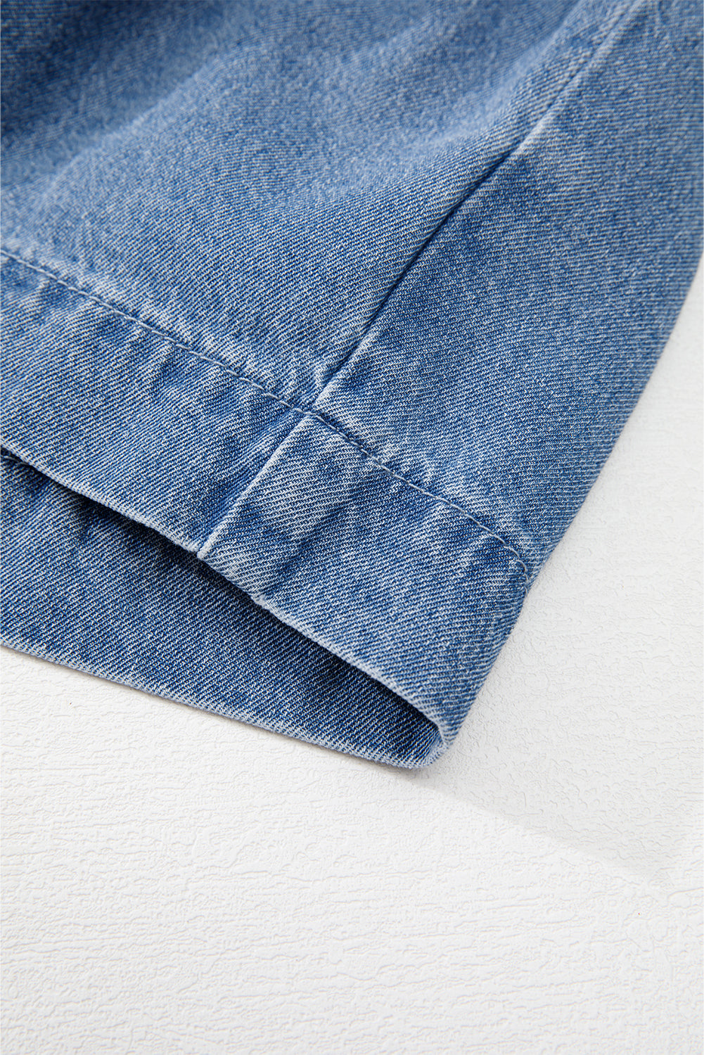 Tie Front Bubble Sleeve Denim Shirt