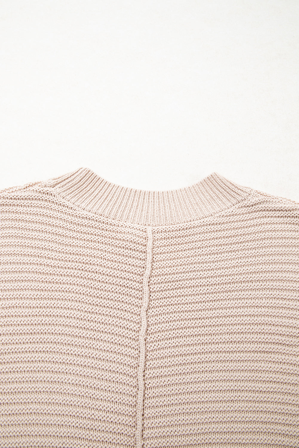 Parchment Mixed Texture Patchwork Knitted Puff Sleeve Sweater