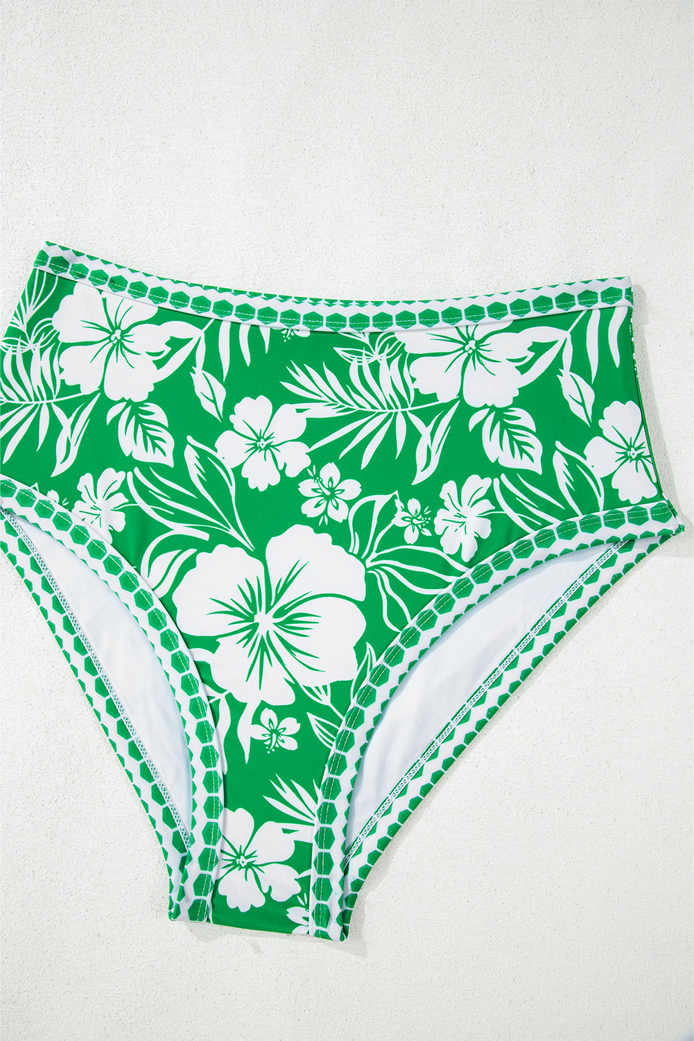 Green Floral Print One Shoulder High Waist Bikini Set