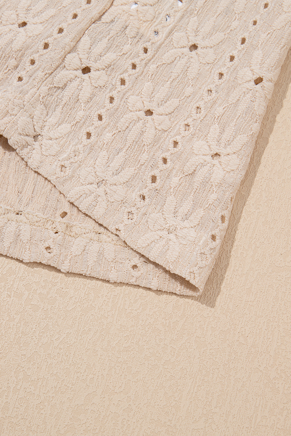 Oatmeal Floral Textured Crew Neck Tank Top