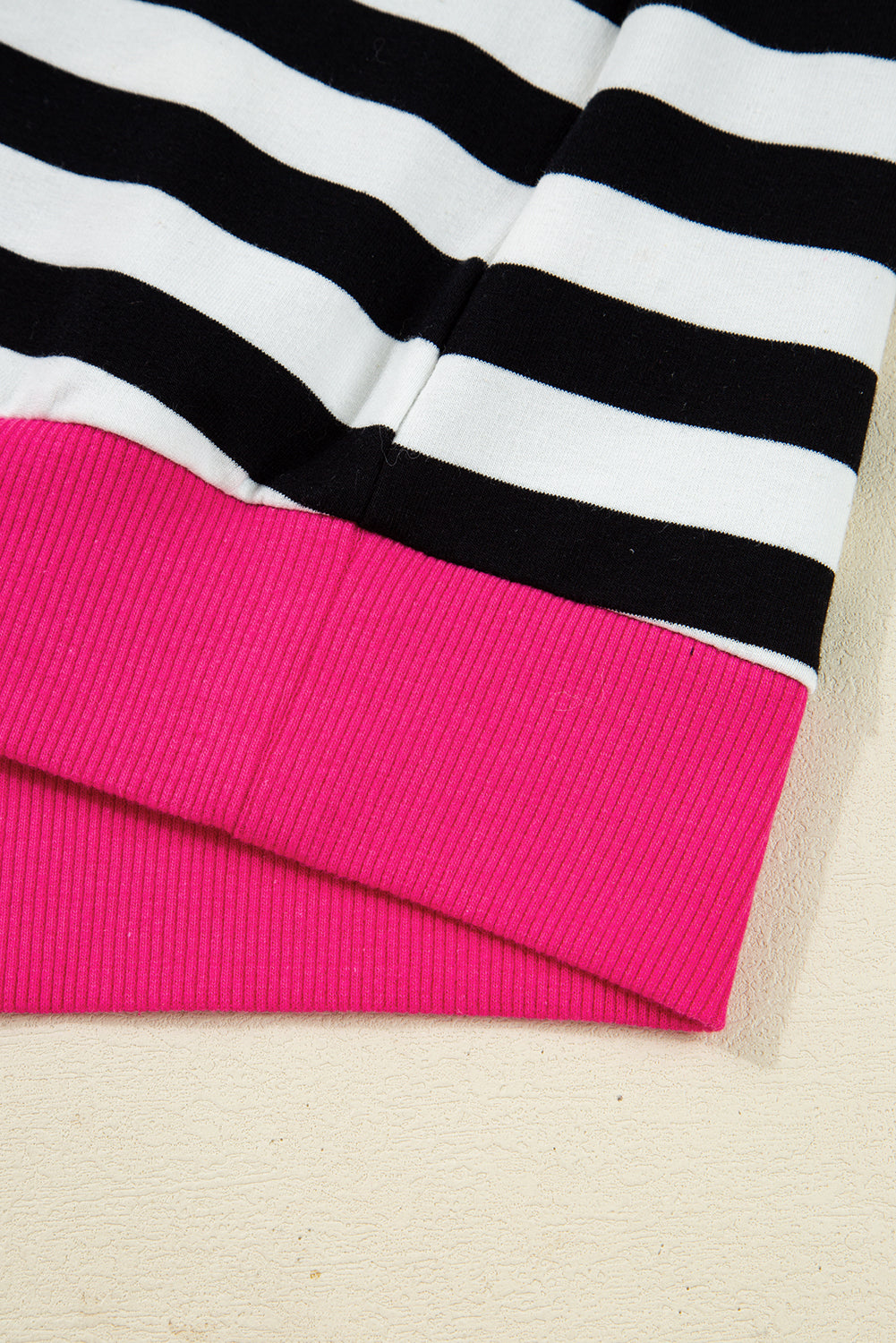 Black Stripe Color Block Edge Pullover and Shorts PLus Size Set