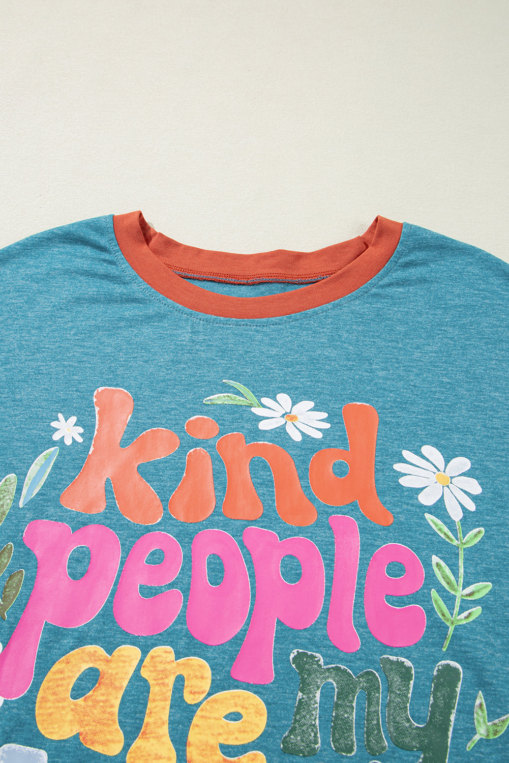 Dusk Blue Kind People are My Kind People Graphic Oversized Tee