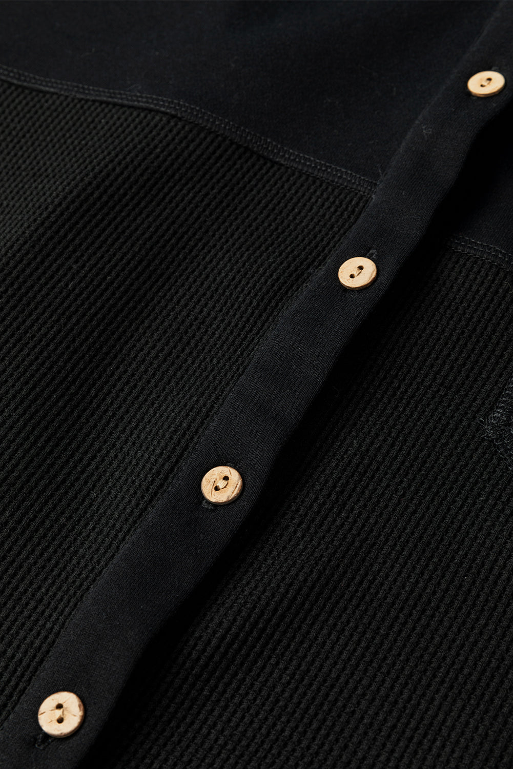 Medium Grey Waffle Knit Patchwork Exposed Seam Loose Shacket