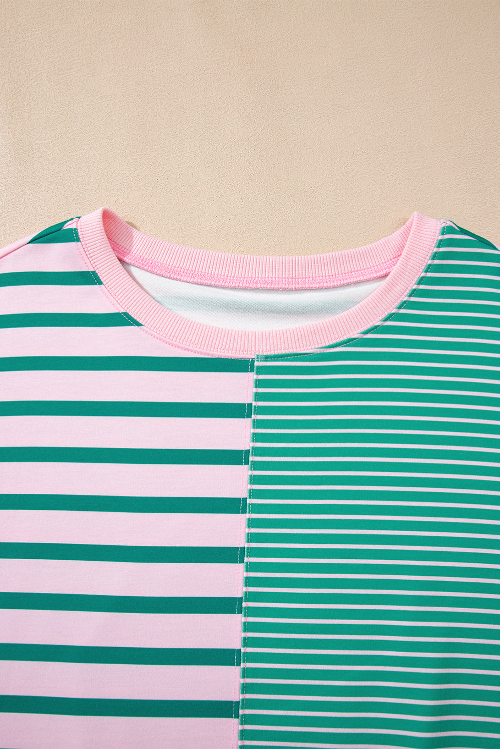 Green Stripe Colorblock Sweatshirt