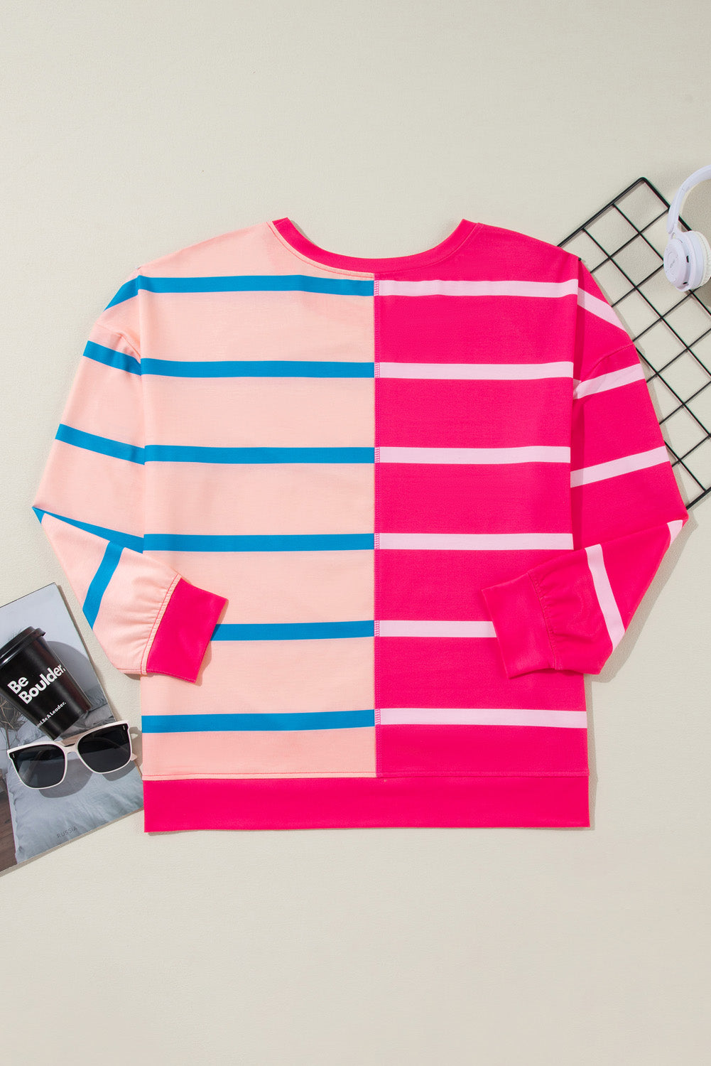 Rose Stripe Color Block Shirt