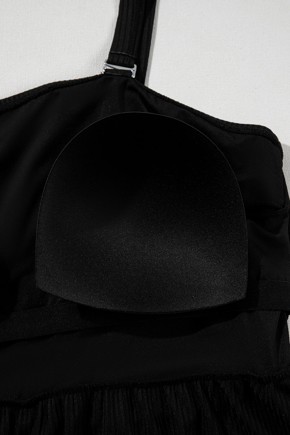 Black Plus Size Textured Scalloped Trim Swim Dress with Panty