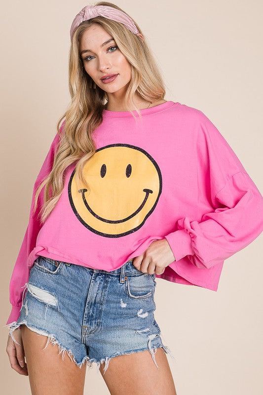 All Smiles Cropped Long Sleeve Top