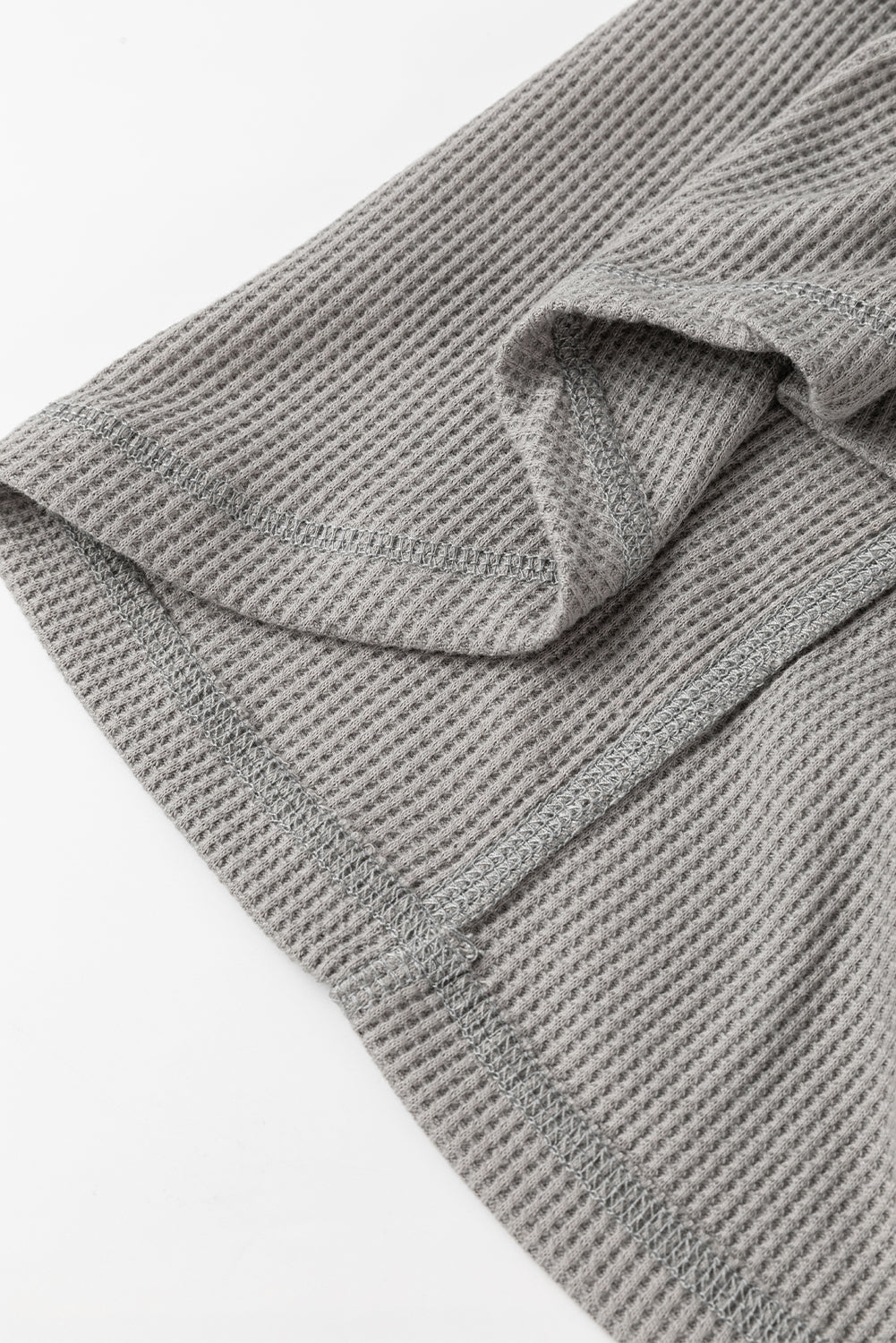 Medium Grey Waffle Knit Patchwork Exposed Seam Loose Shacket