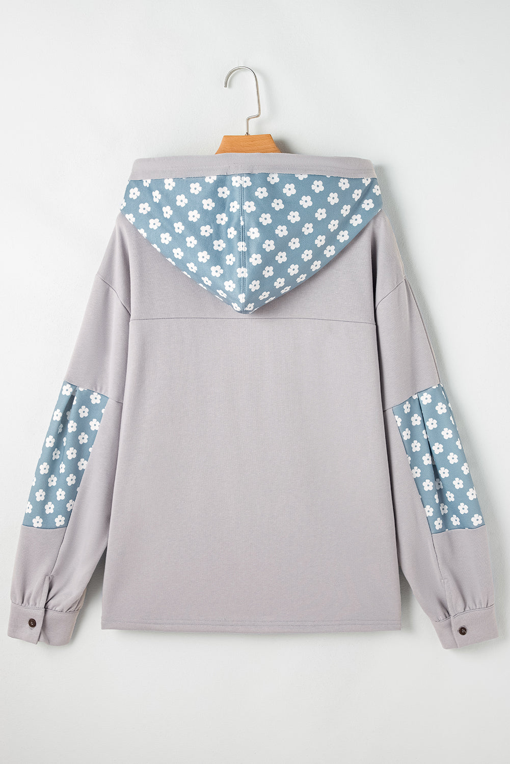 Blue Floral Patchwork Star Pattern Hoodie