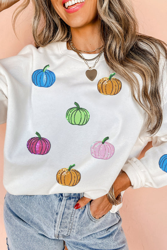 Pumpkin Sequin Patched Sweatshirt
