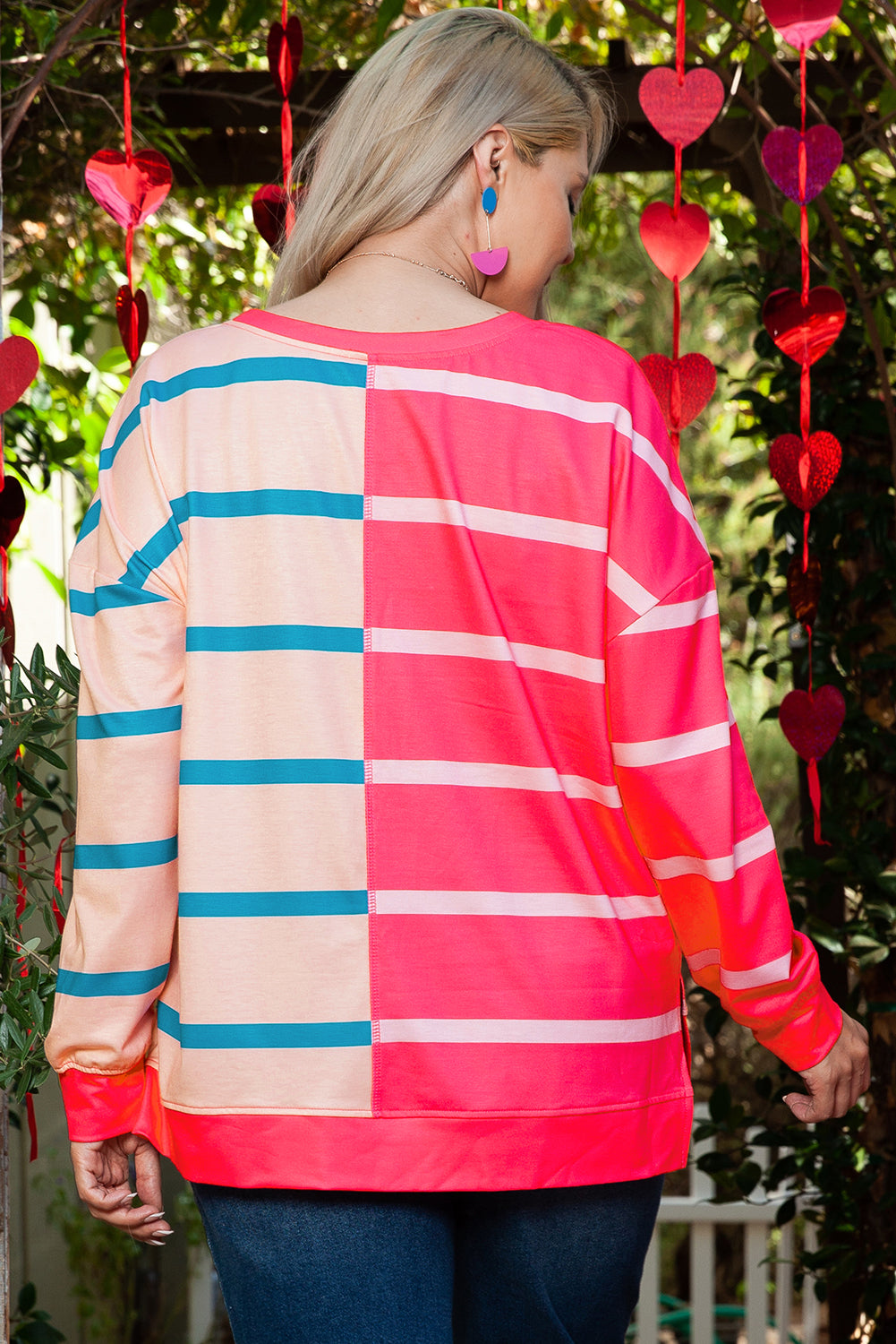 Rose Stripe Color Block Shirt