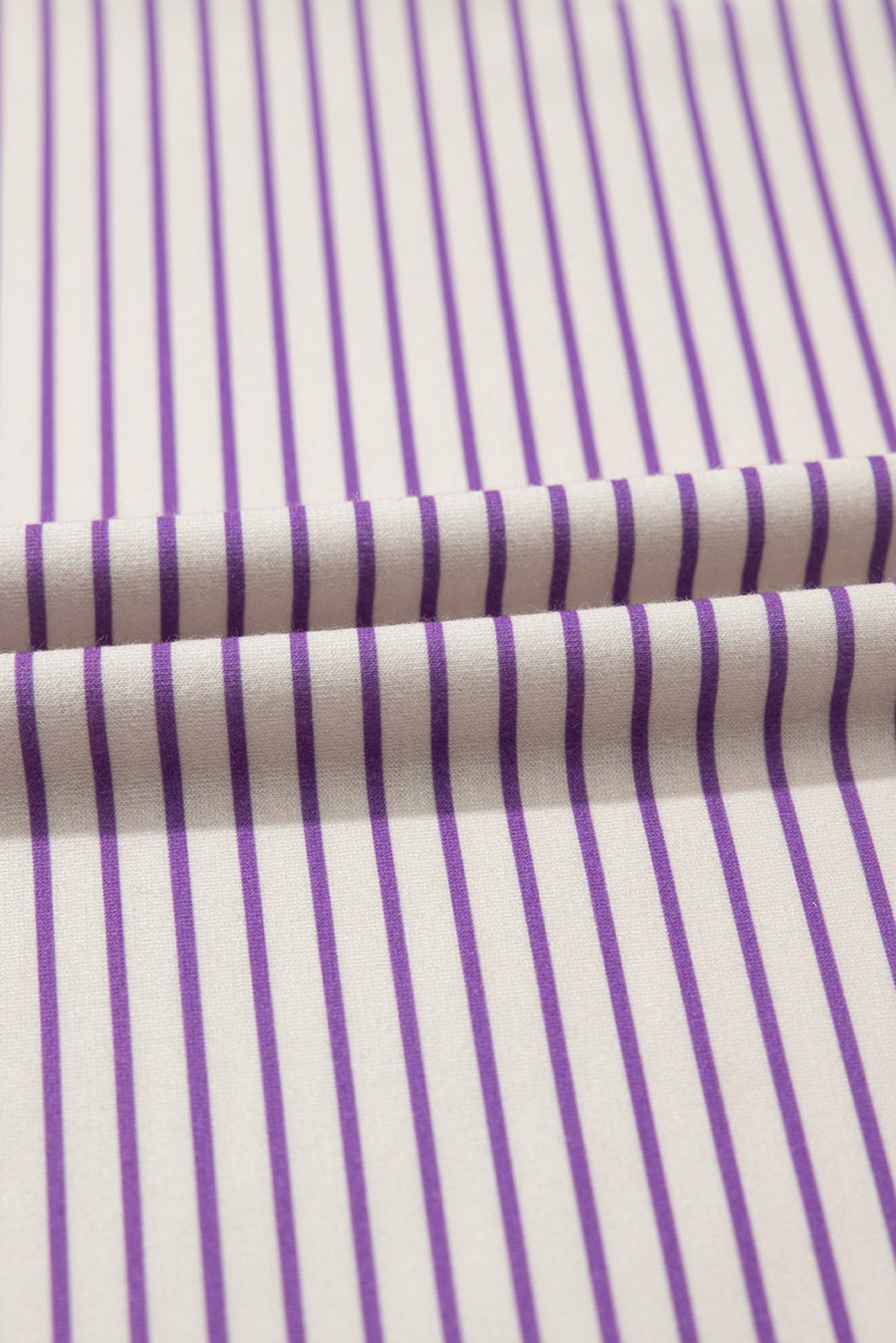 Purple Stripe Floral Color Block Raw Edge Patchwork Bracelet Sleeve Blouse