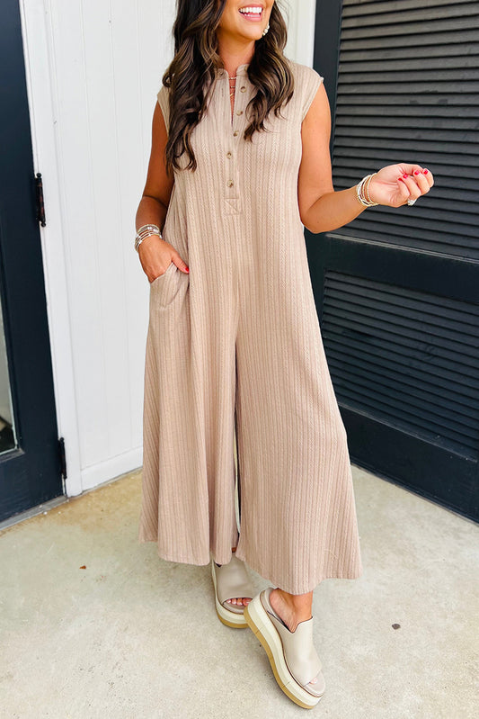 Smoke Gray Wide Leg Sleeveless Jumpsuit