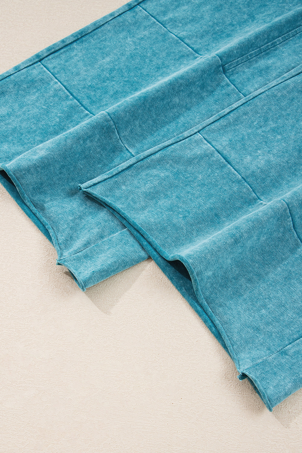 Lapis Mineral Wash Lace-up High Waist Raw Hem Patched Pocket Pants
