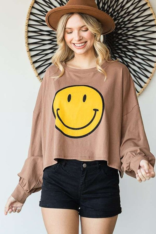 All Smiles Cropped Long Sleeve Top