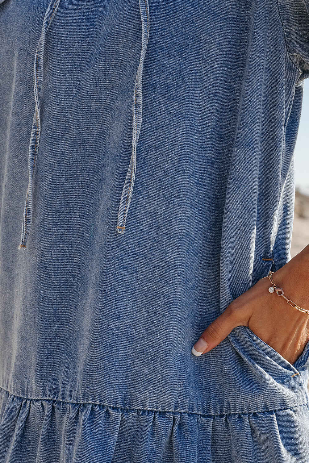 Dusk Blue Ruffled Denim Mini Dress