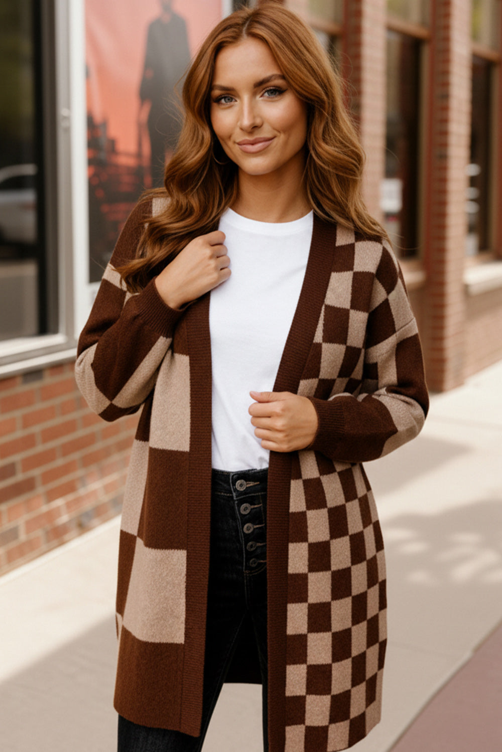 The Café Mocha Check Cardigan
