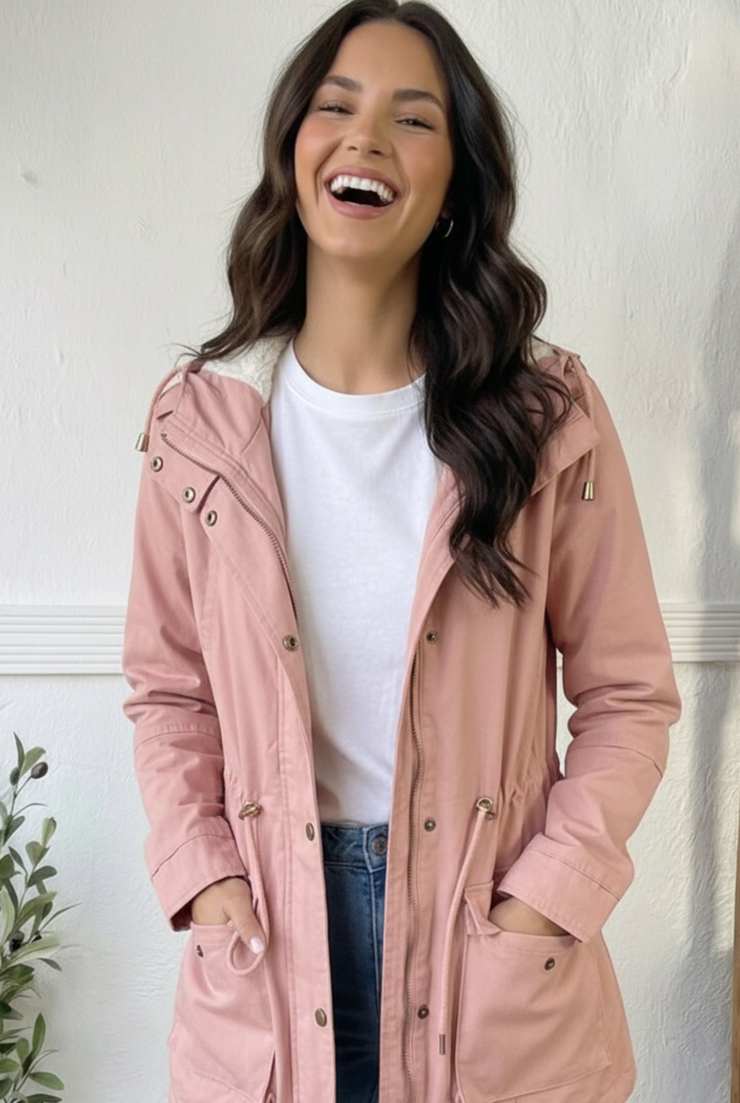 Blush & Go Utility Lined Snap Close Jacket