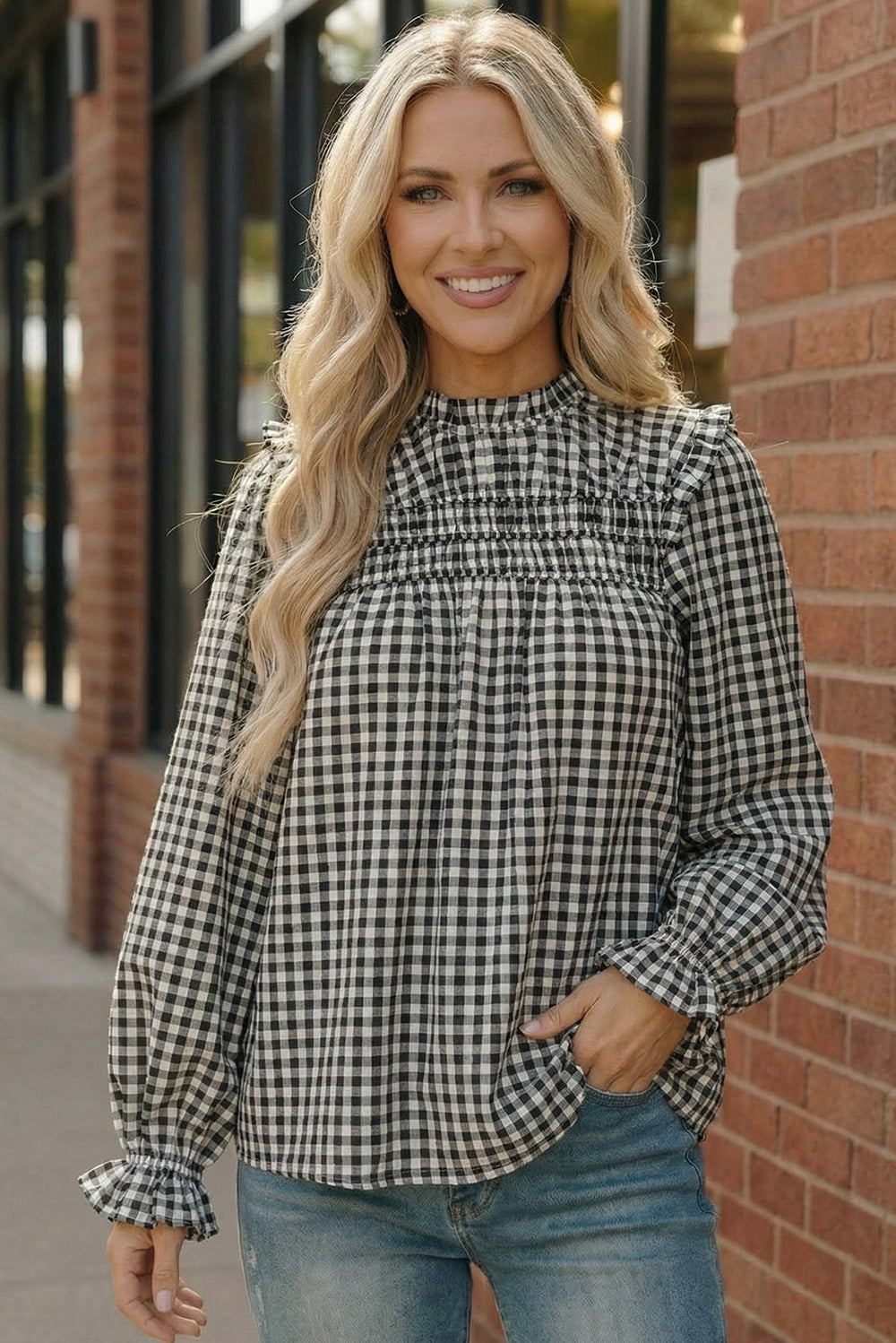 Wildwood Check White Smock