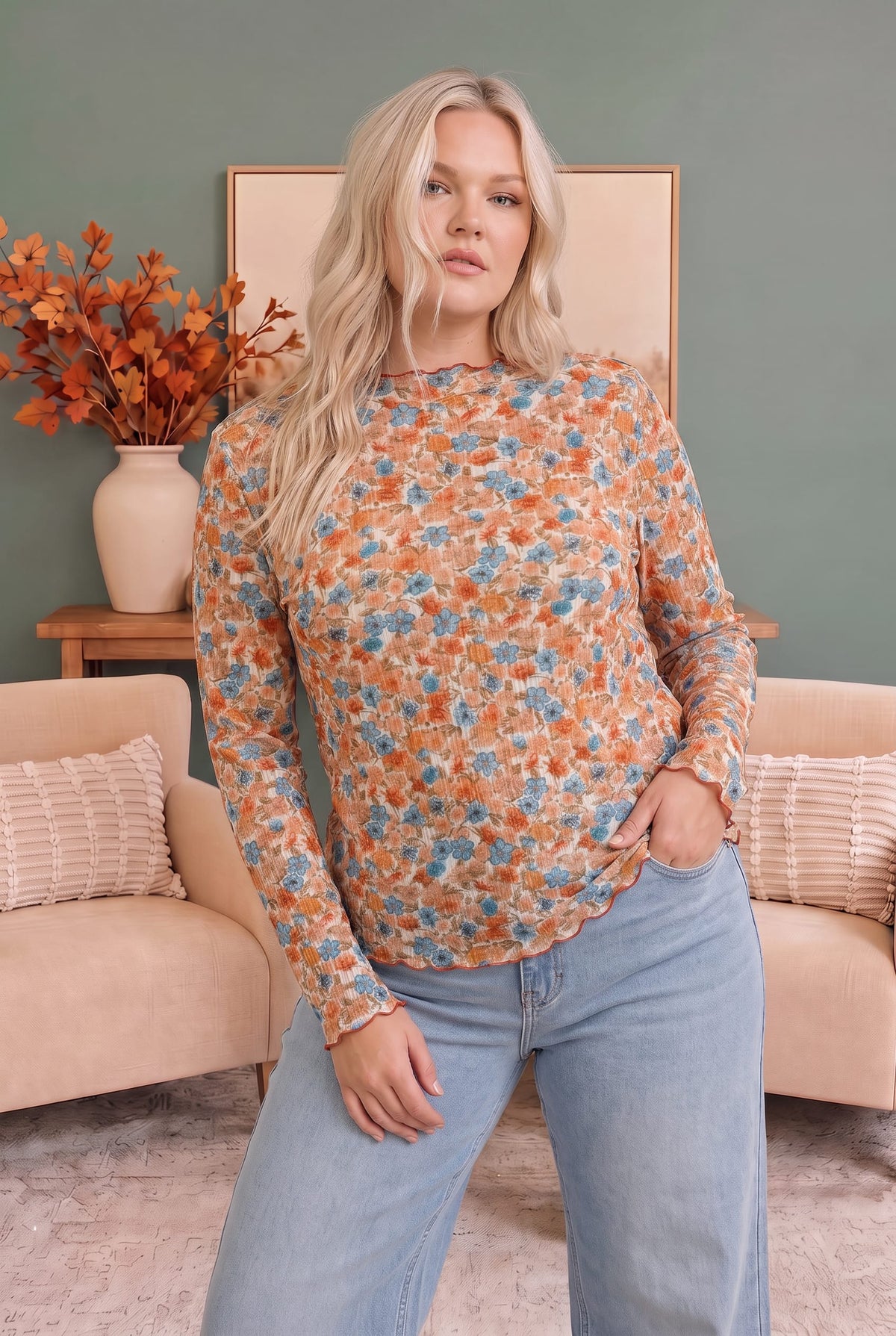 Ivy Garden Floral Long Sleeve Top