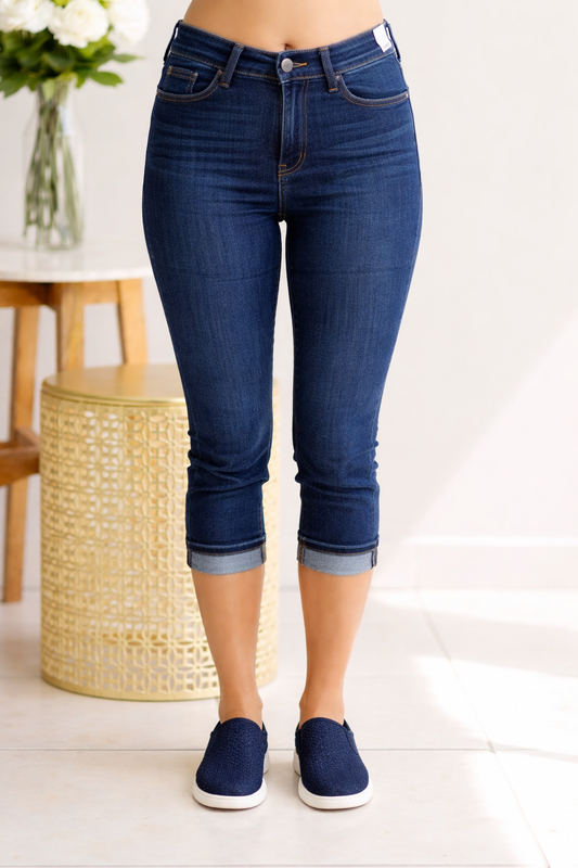 Dark Denim Judy Blue Capris