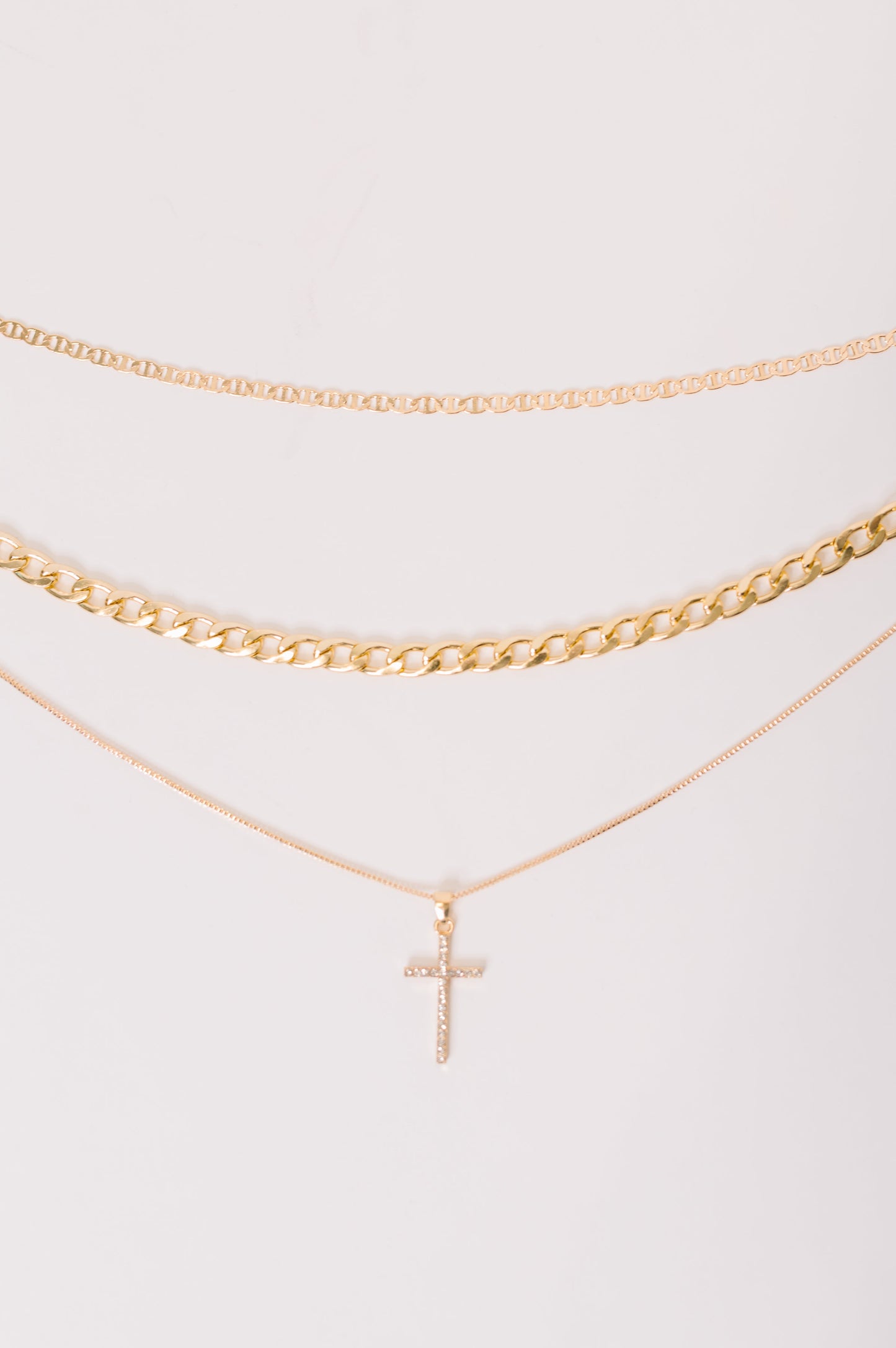 Layered Faith Necklace in Gold