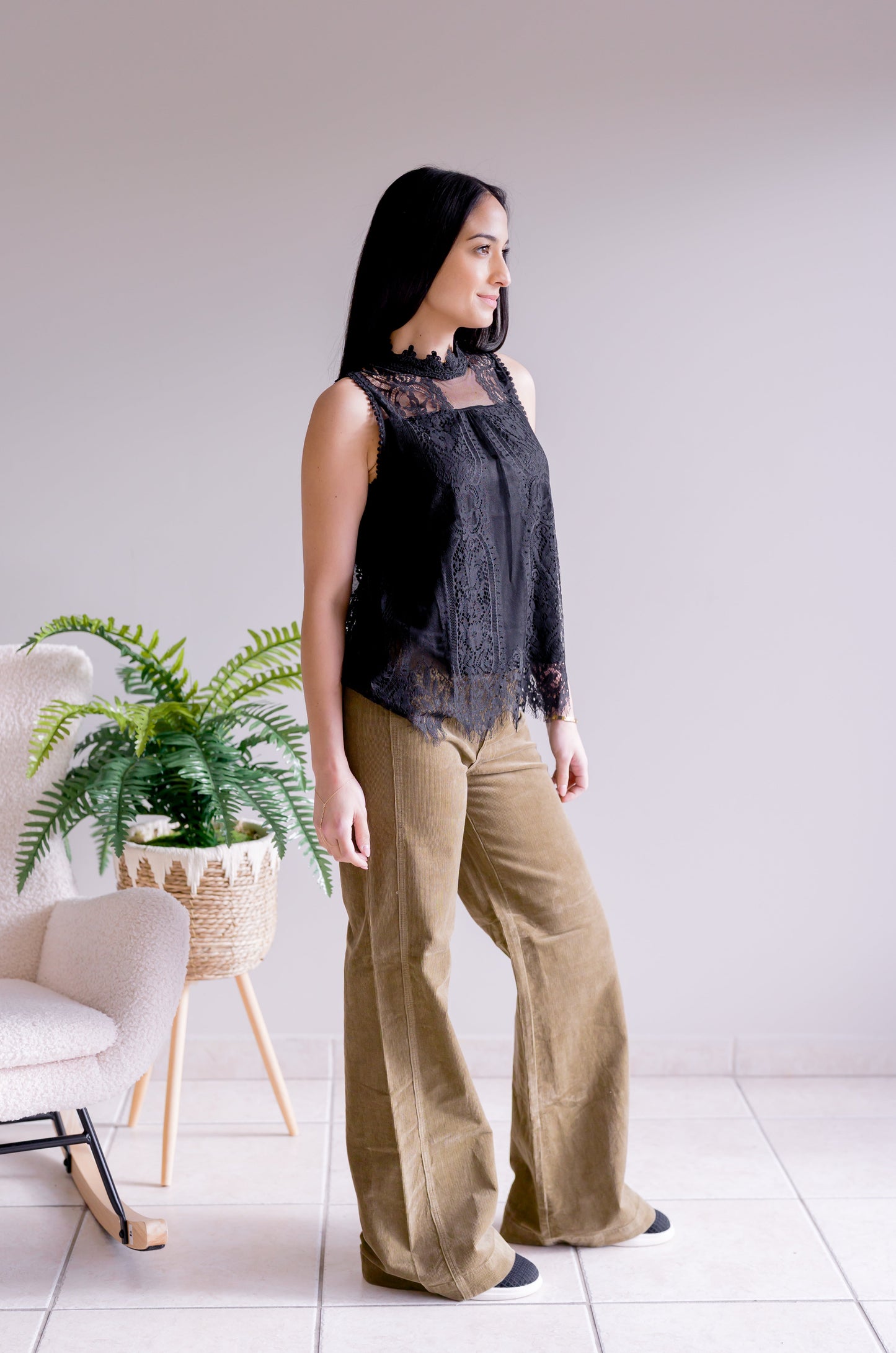 Spring Whispers Lace Top - Black