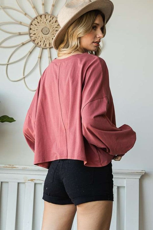 All Smiles Cropped Long Sleeve Top