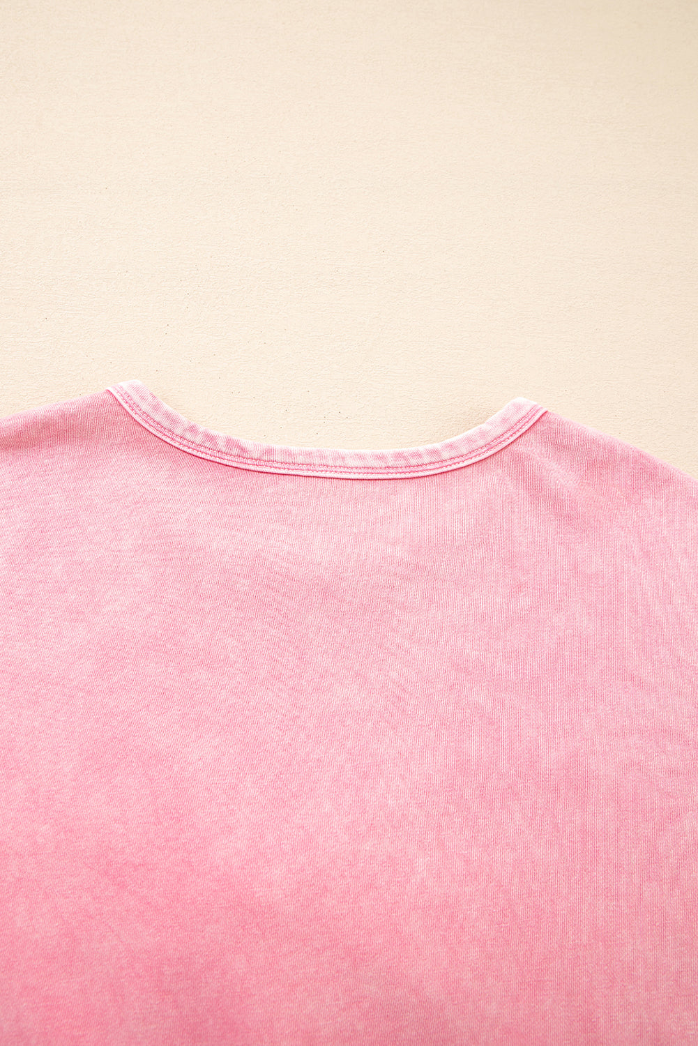 Bright Pink Mineral Wash Big Bow Patchwork Pullover Sweatshirt