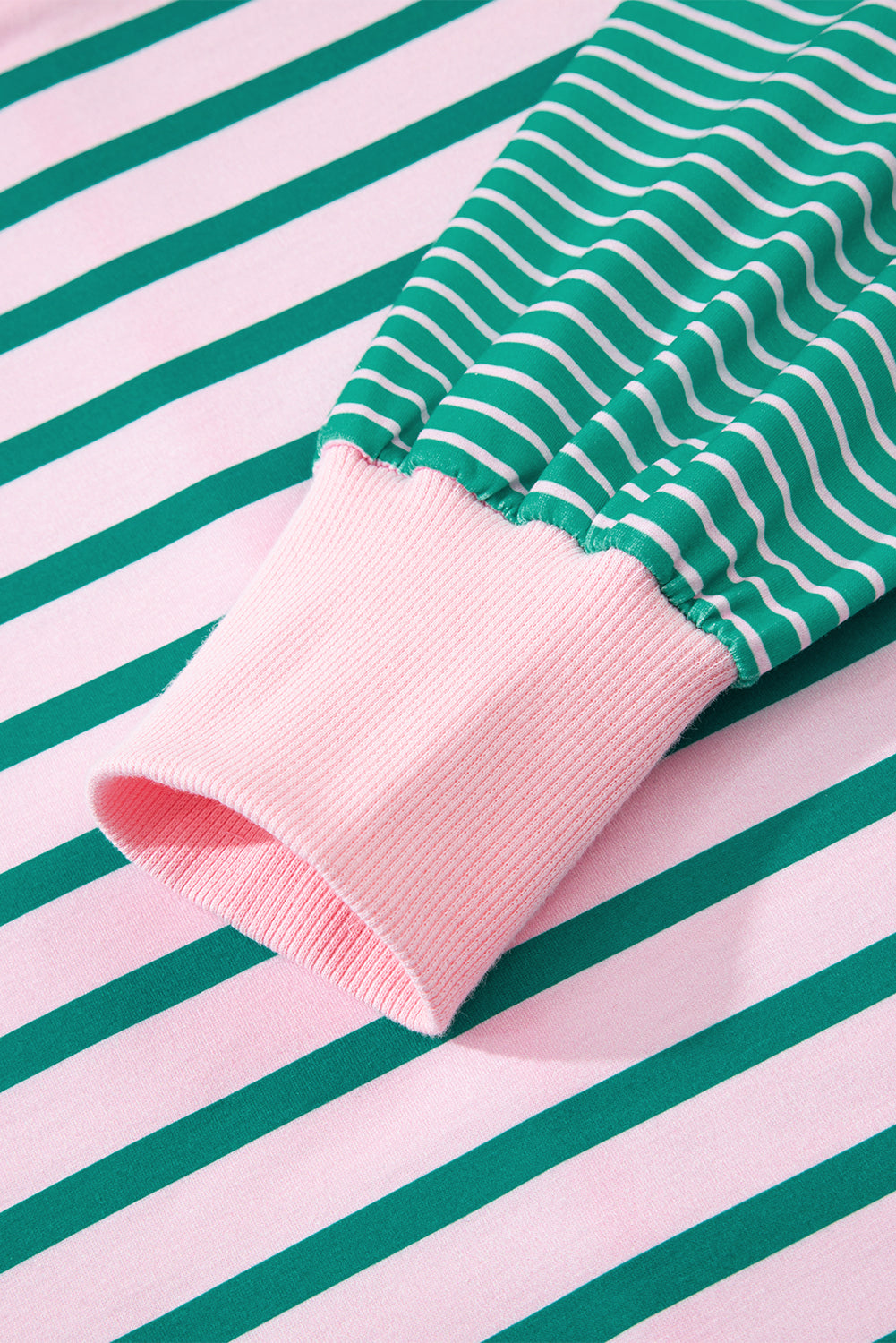 Green Stripe Colorblock Sweatshirt