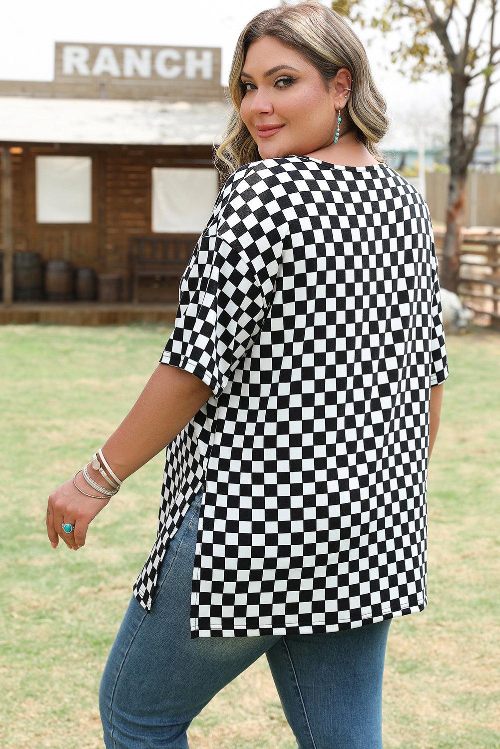 Black Checkered T Shirt