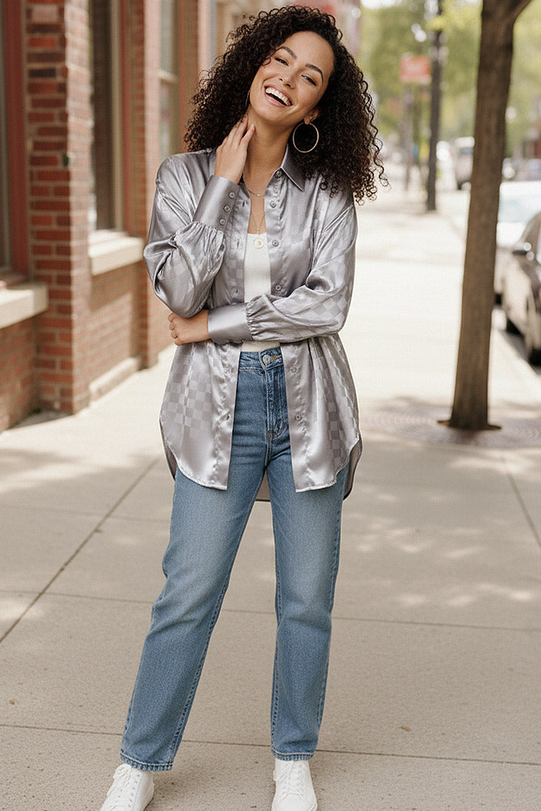 Downtown Glow Checkered Top