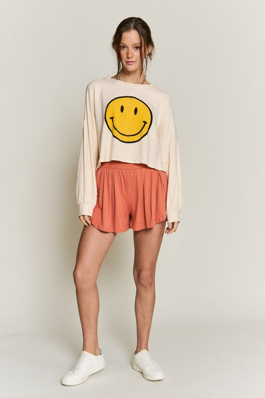 All Smiles Cropped Long Sleeve Top