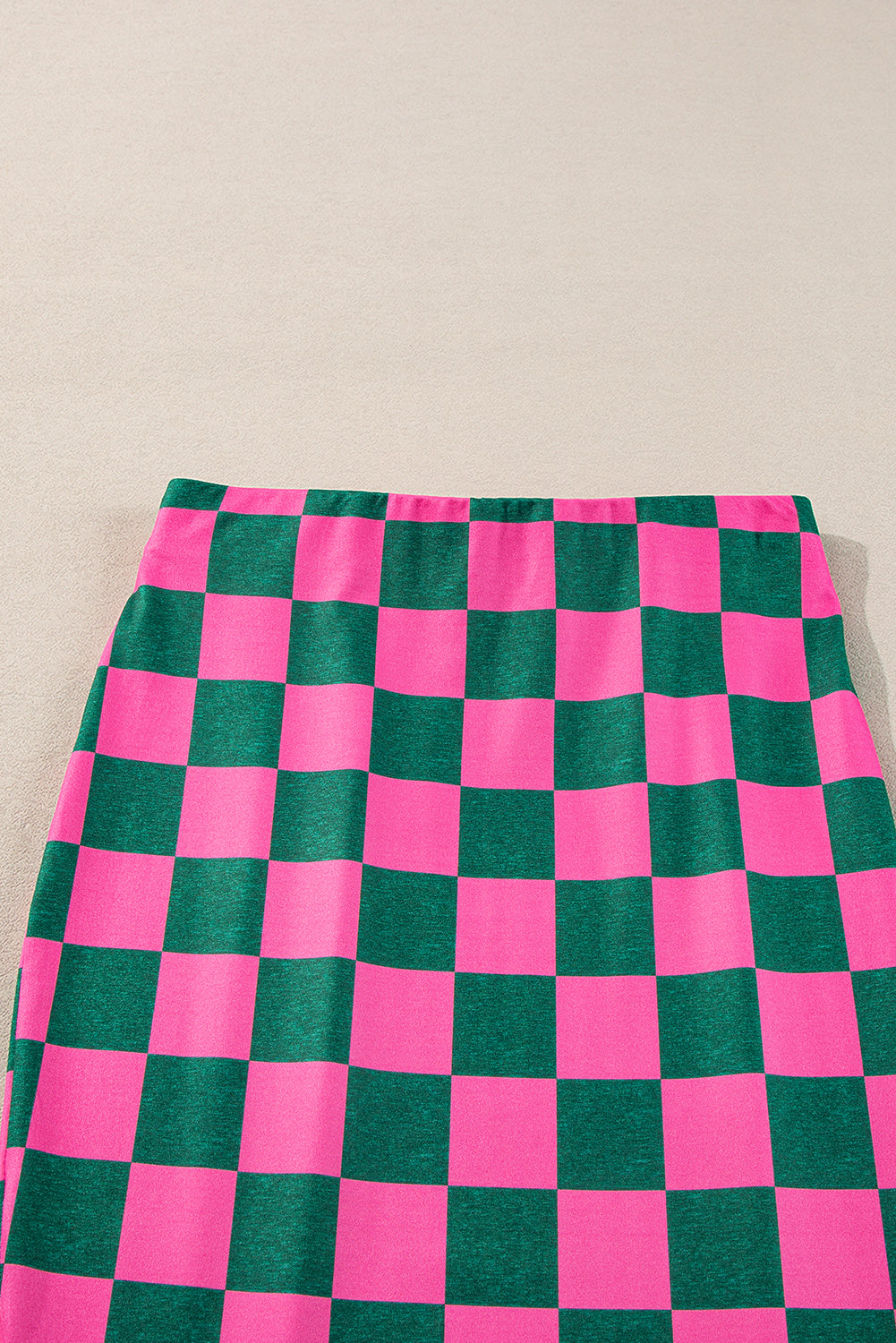 Rose Checkered High Waist Midi Skirt