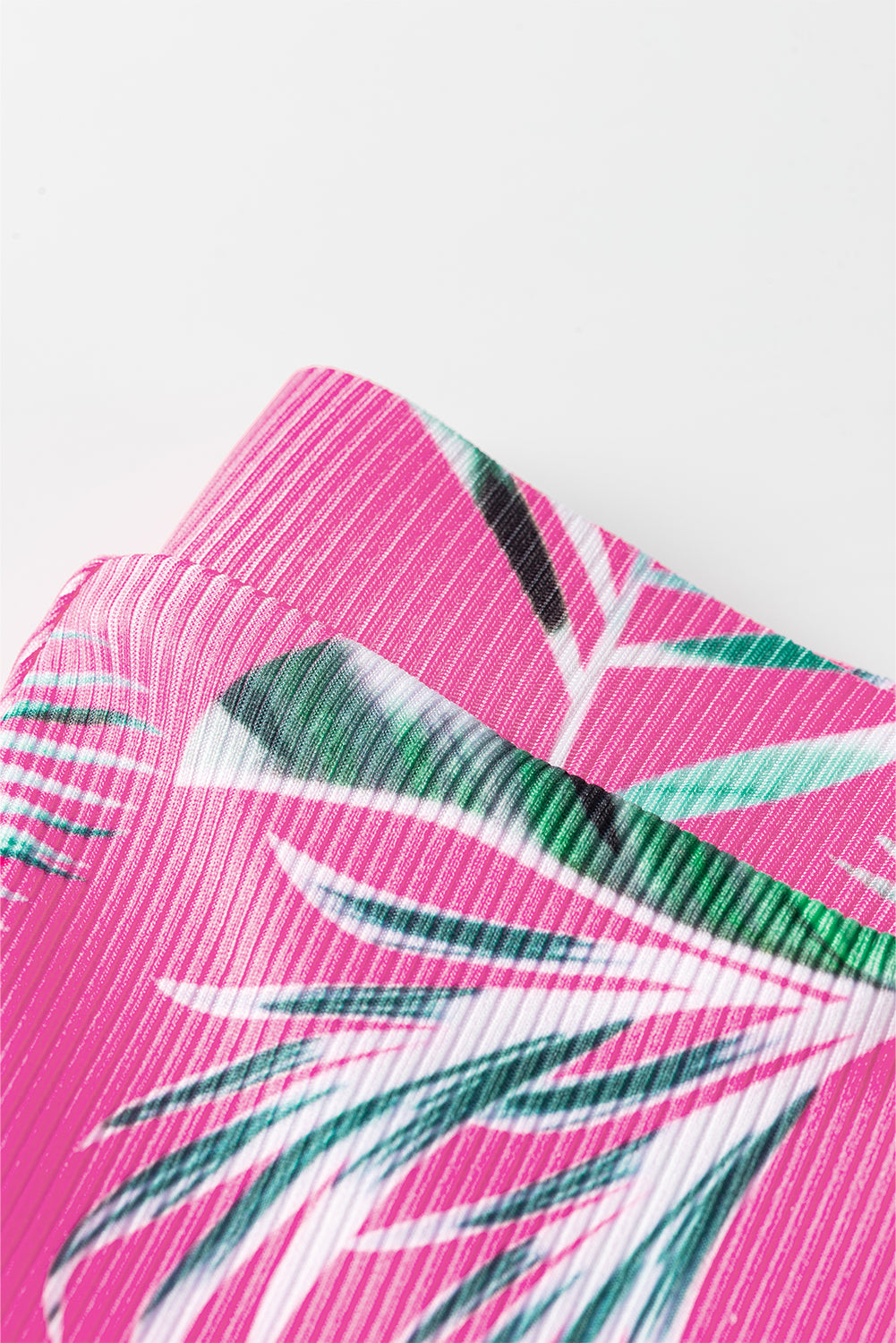 Rose Tropical Print Textured Bikini Bottoms BOTTOMS ONLY
