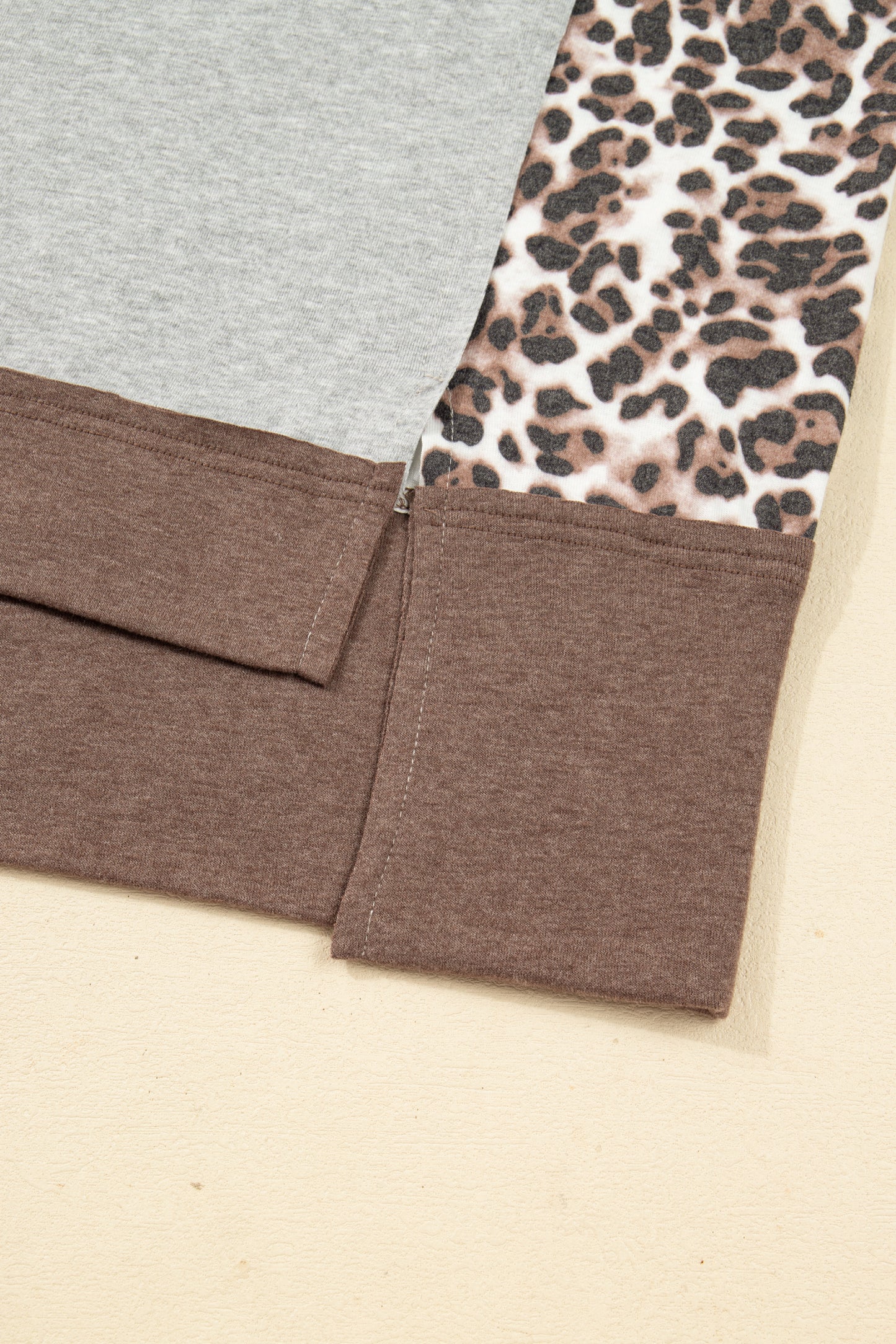 Gray Plus Size Leopard Color Block Patchwork Dolman Sweatshirt