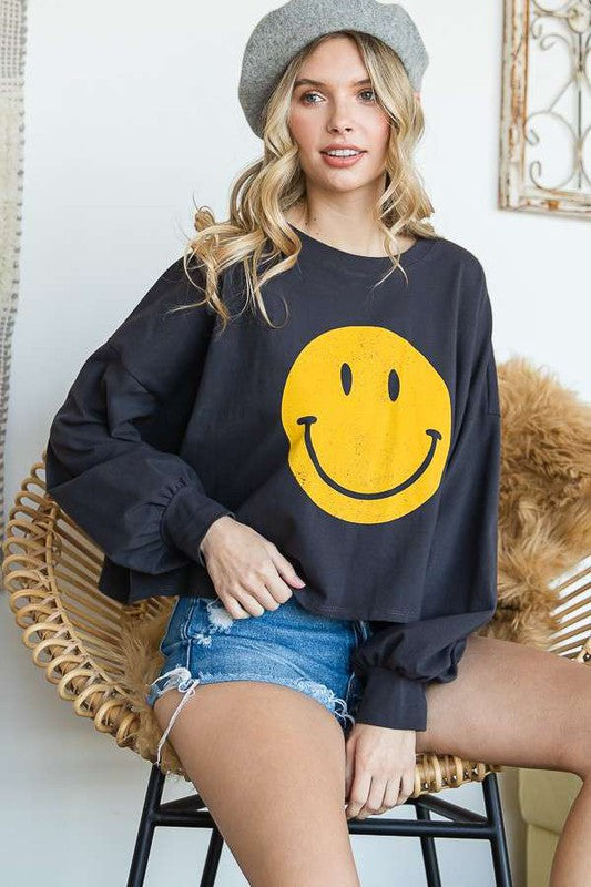 All Smiles Cropped Long Sleeve Top