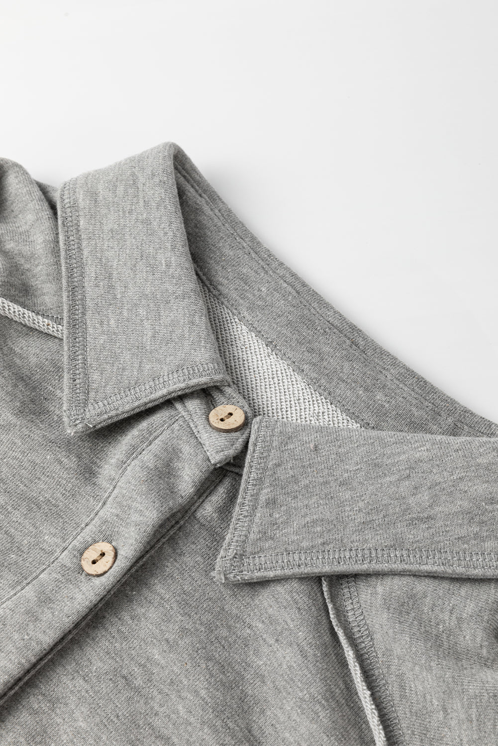 Medium Grey Waffle Knit Patchwork Exposed Seam Loose Shacket